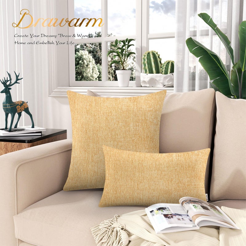 BRAWARM Throw Pillow Covers 12x20 Inches - Gold Chenille Lumbar Pillow Covers Pack of 2, Solid Dyed Soft Chenille Pillow Cases for Couch Sofa Bed Home Decoration - Image 3